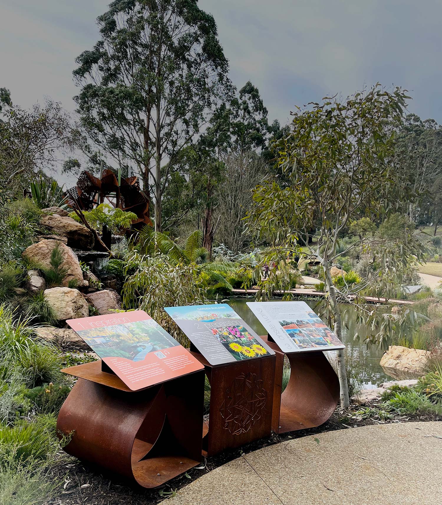 Chelsea Australian Garden at Olinda interpretive signage with digital web app suport