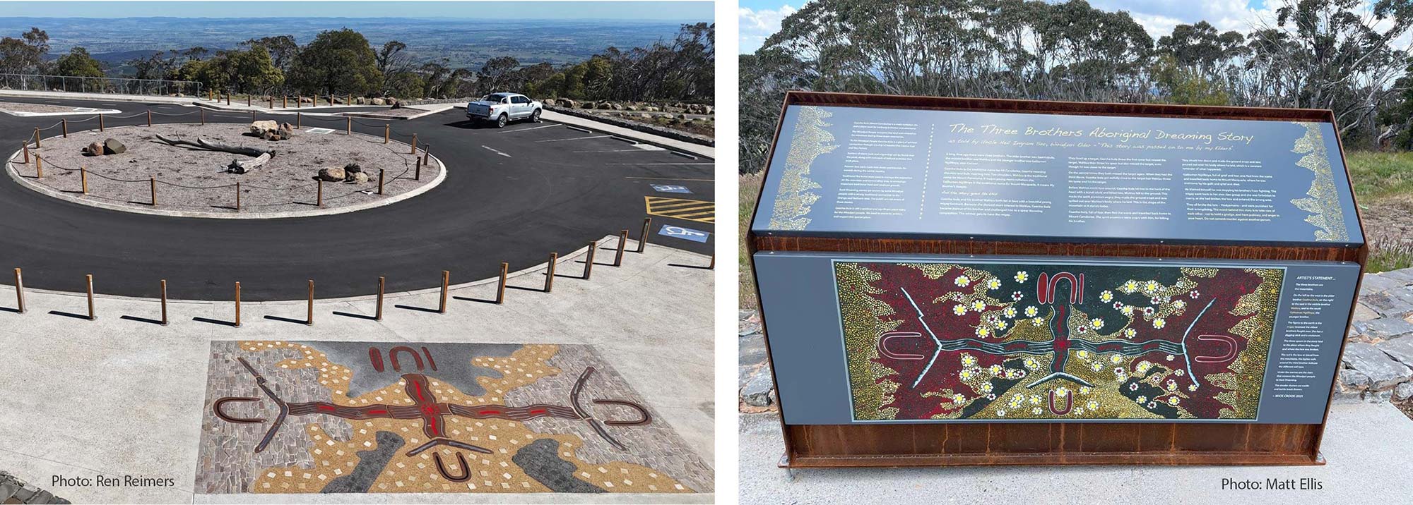 Aboriginal cultural heritage interpretation signage and pavement installation at Mount Canobolas summit