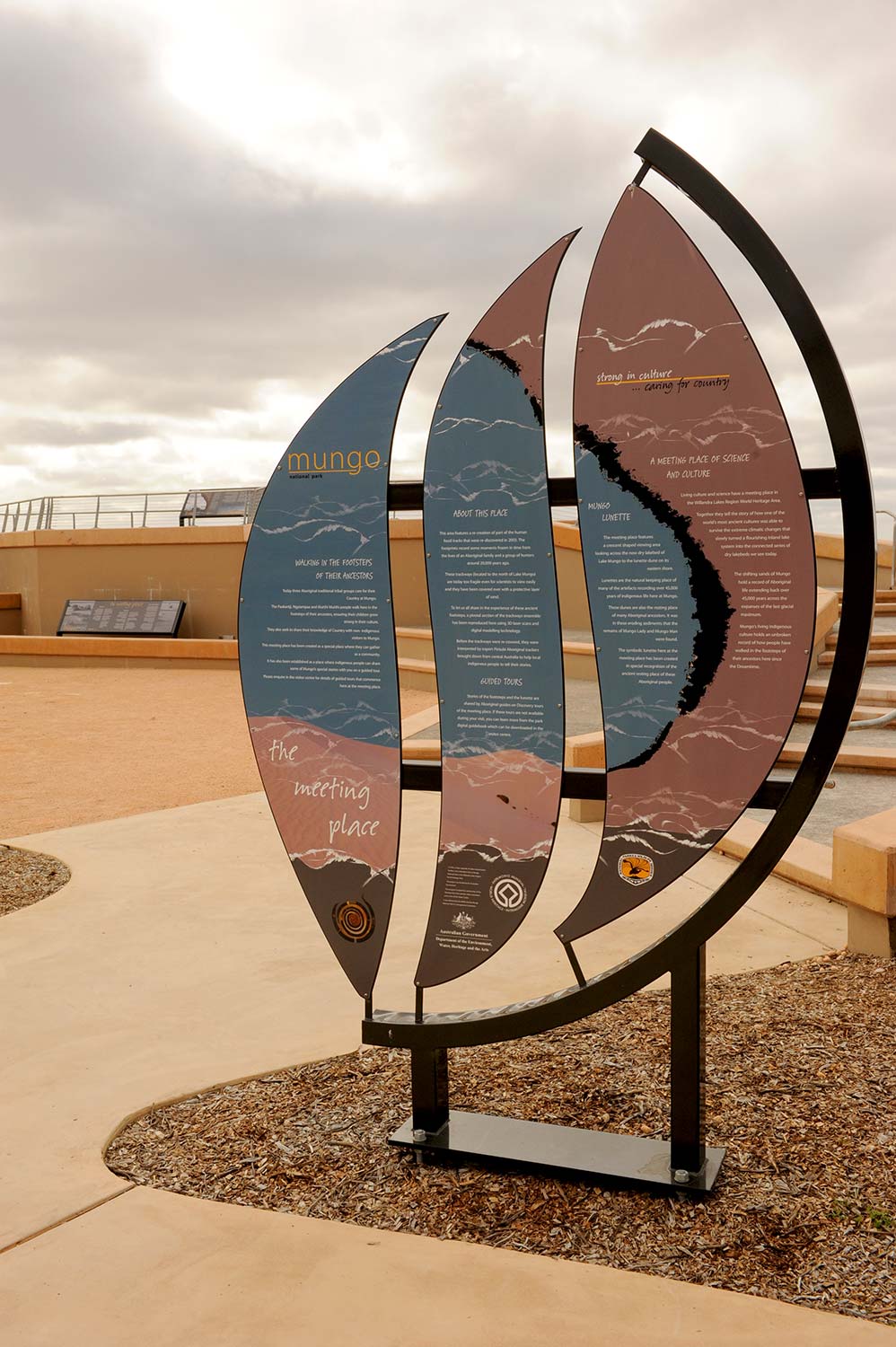 interpretive signage at the Meeting place, Mungo National Park