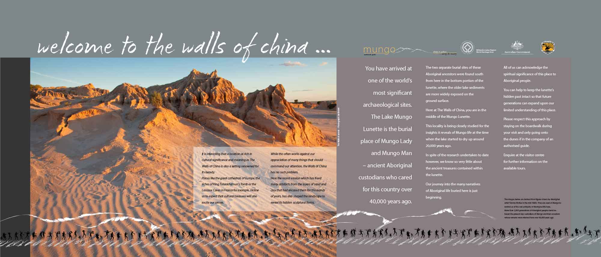 interpretive signs at the Walls of China in Mungo National Park integrate create design to reflect the beauty and cultural significance of this location